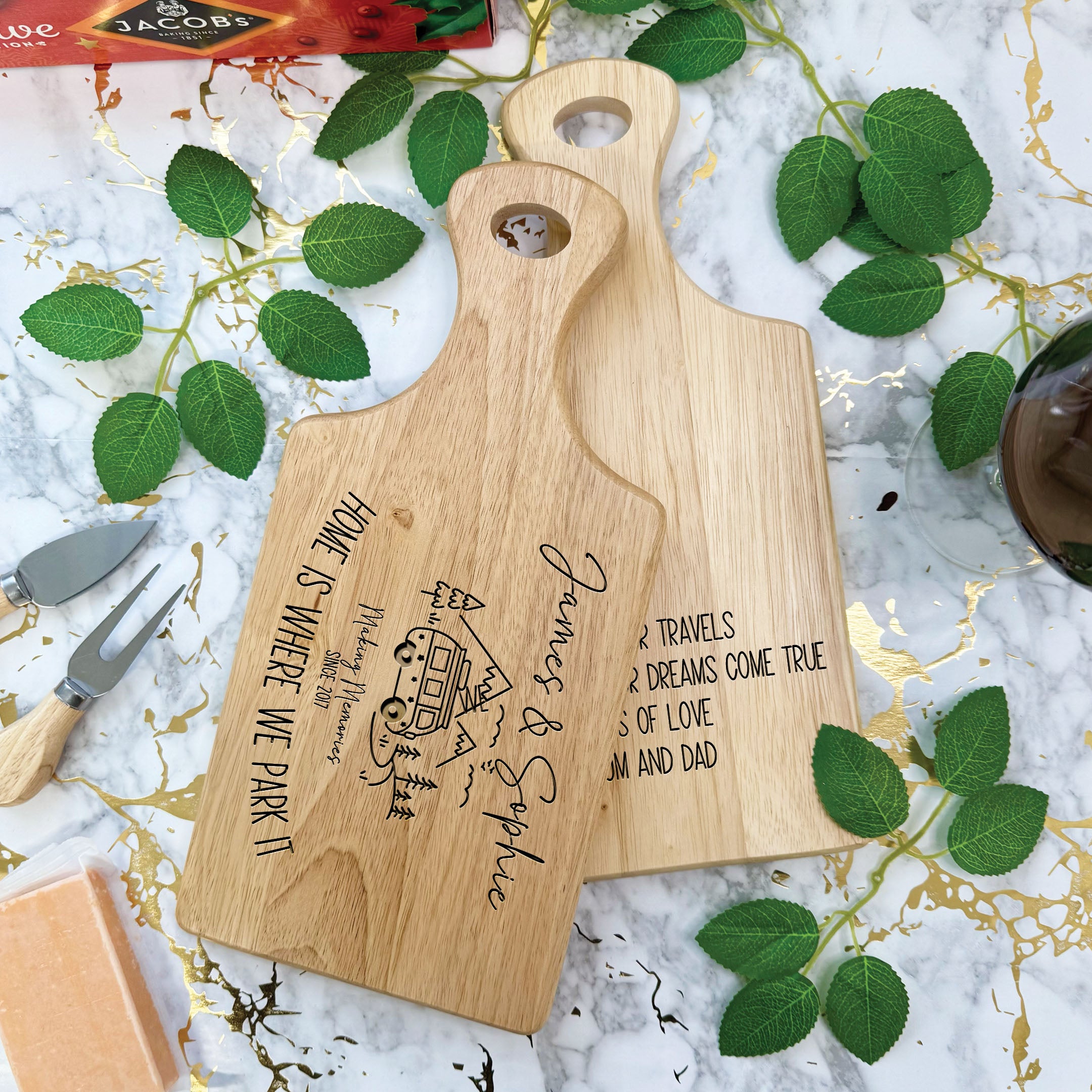 Personalised Engraved Camper Van Wooden Serving Paddle Board