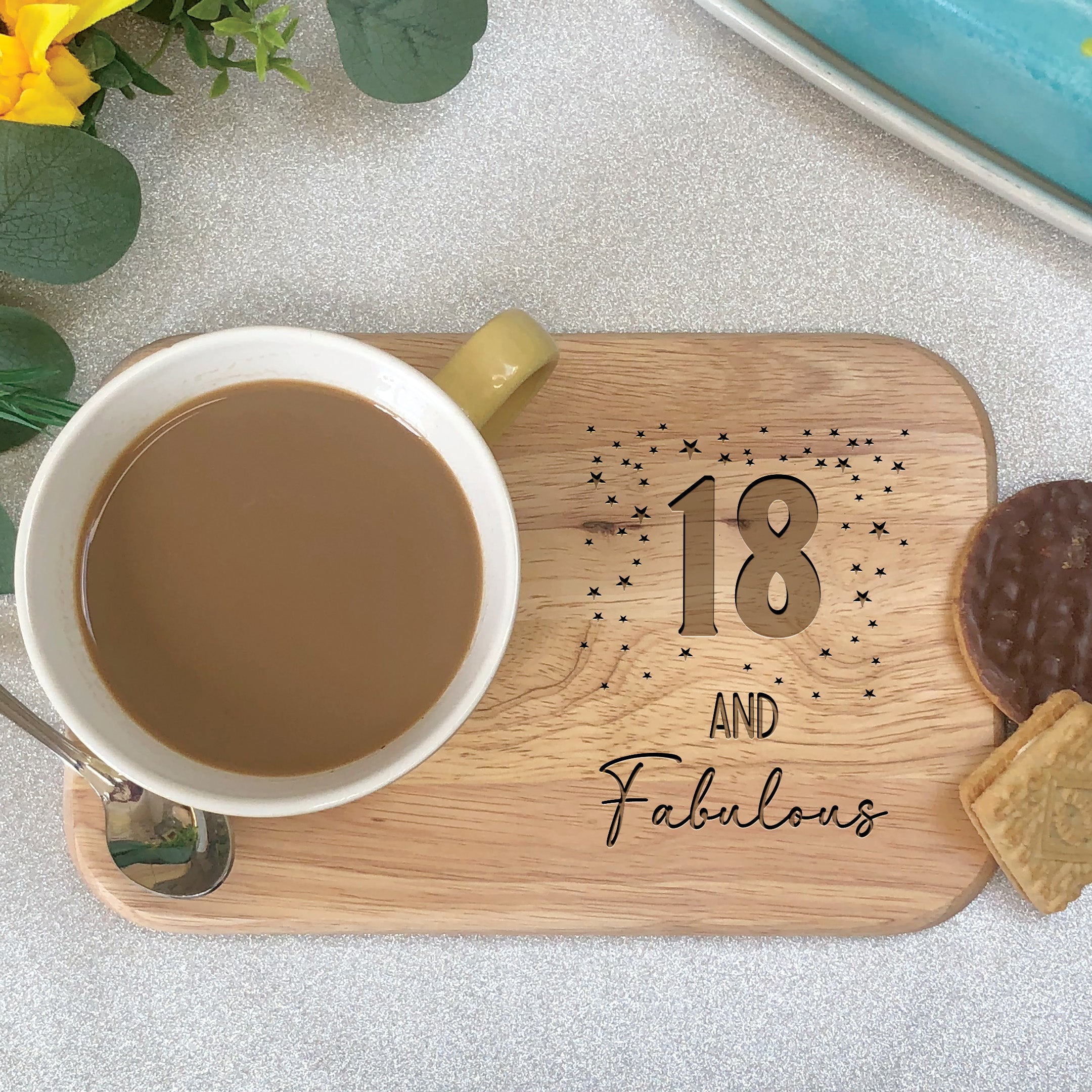 Personalised 18 & Fabulous Tea & Biscuits Board 18th Birthday