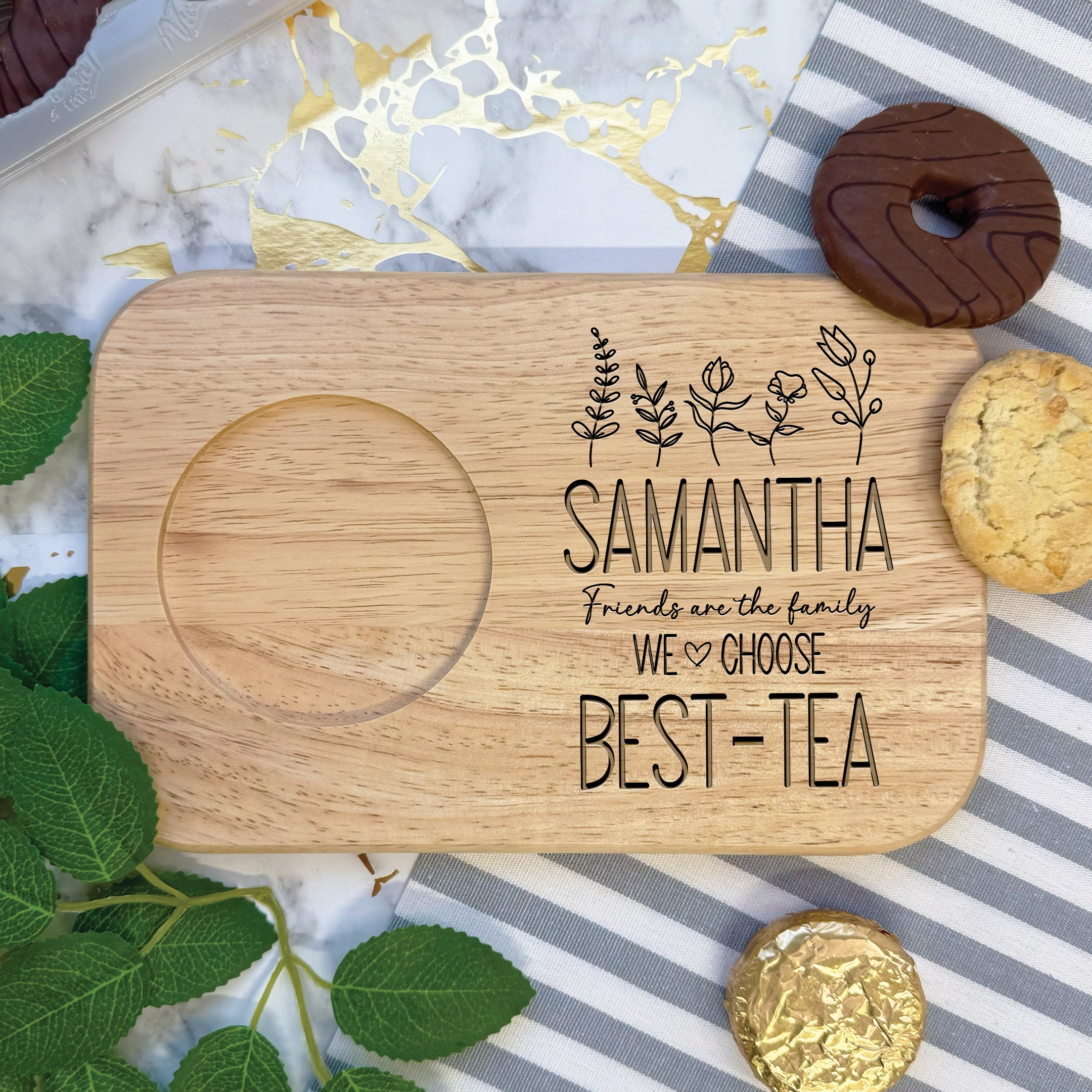 Engraved Best-Tea Design Tea & Biscuits Board Best Friends Gift