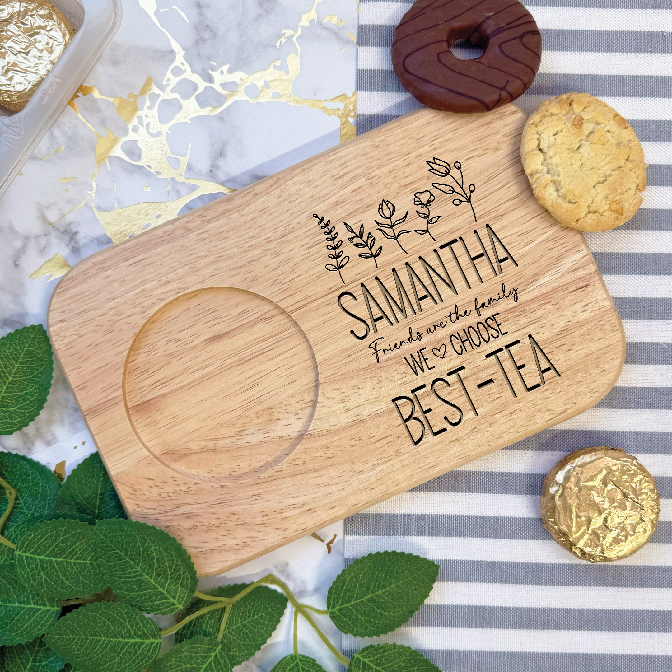 Engraved Best-Tea Design Tea & Biscuits Board Best Friends Gift