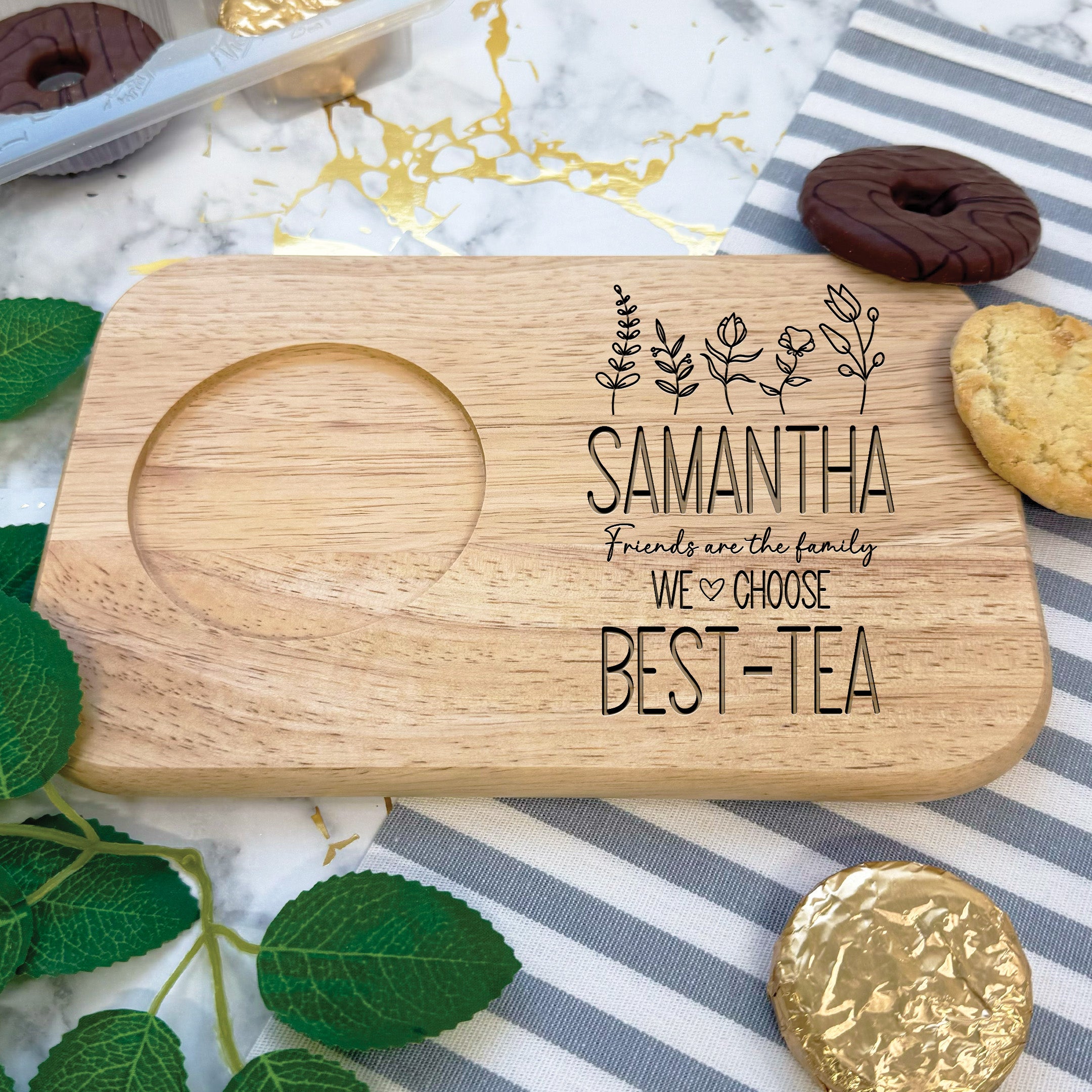 Engraved Best-Tea Design Tea & Biscuits Board Best Friends Gift