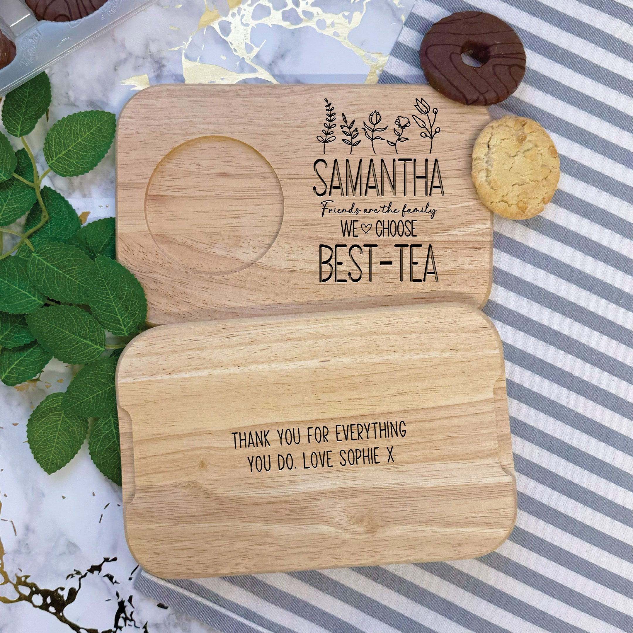 Engraved Best-Tea Design Tea & Biscuits Board Best Friends Gift