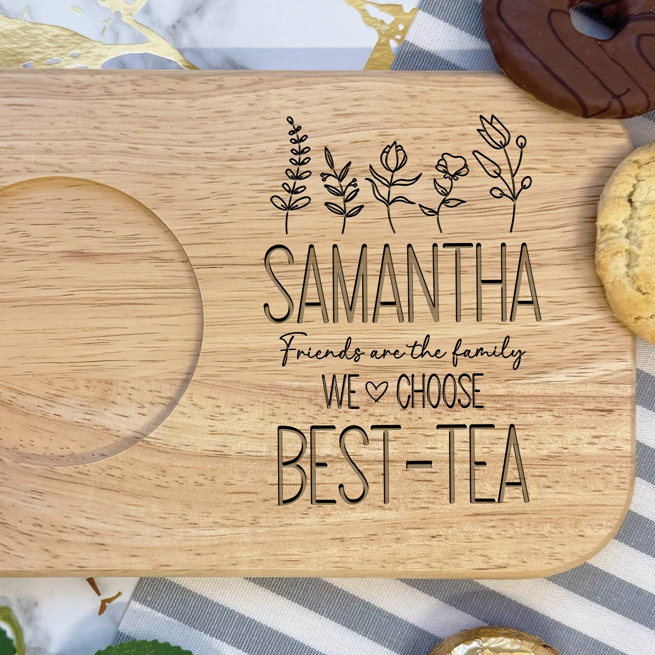 Engraved Best-Tea Design Tea & Biscuits Board Best Friends Gift